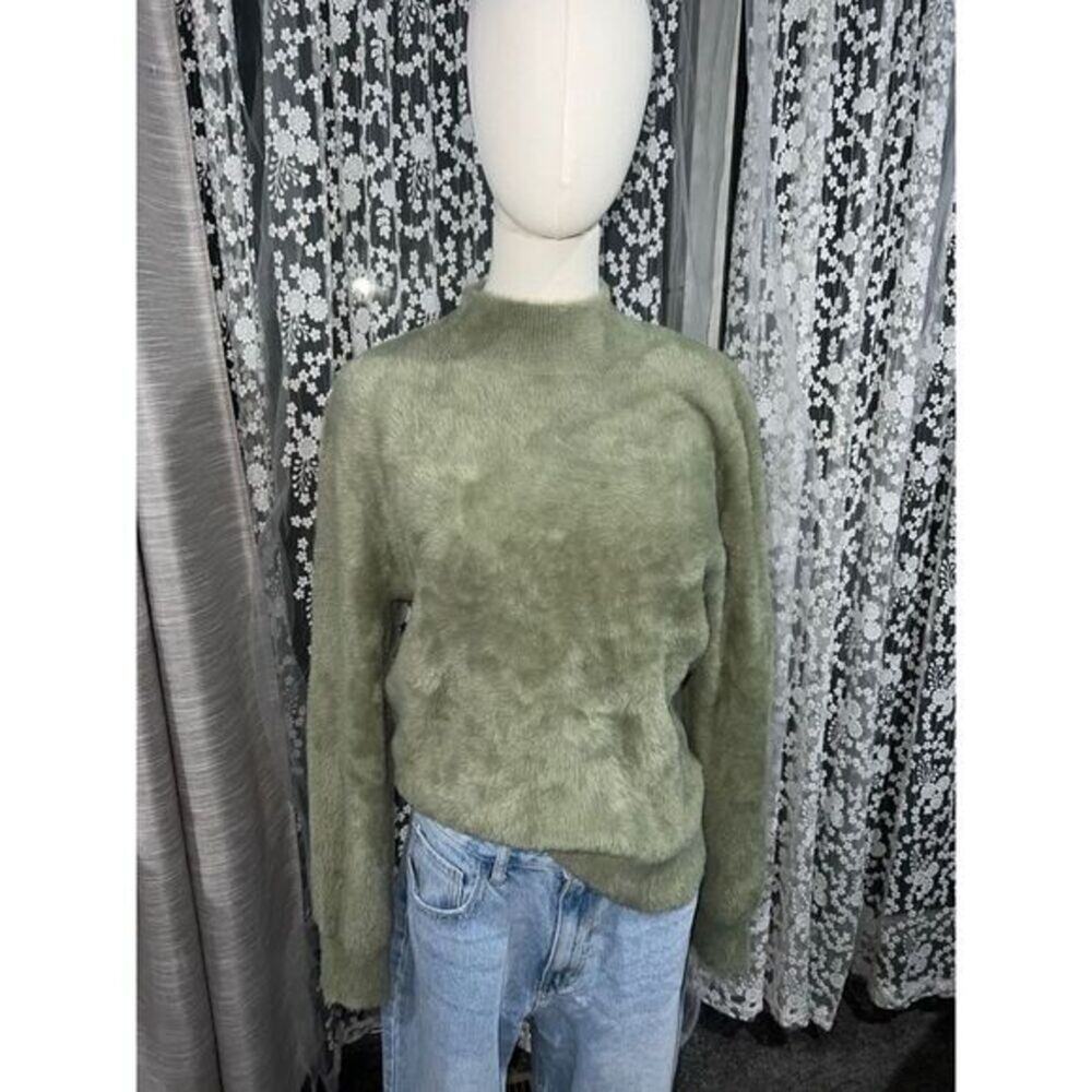 Bailey‎ 44 fuzzy mock neck sweatshirt in olive green size medium